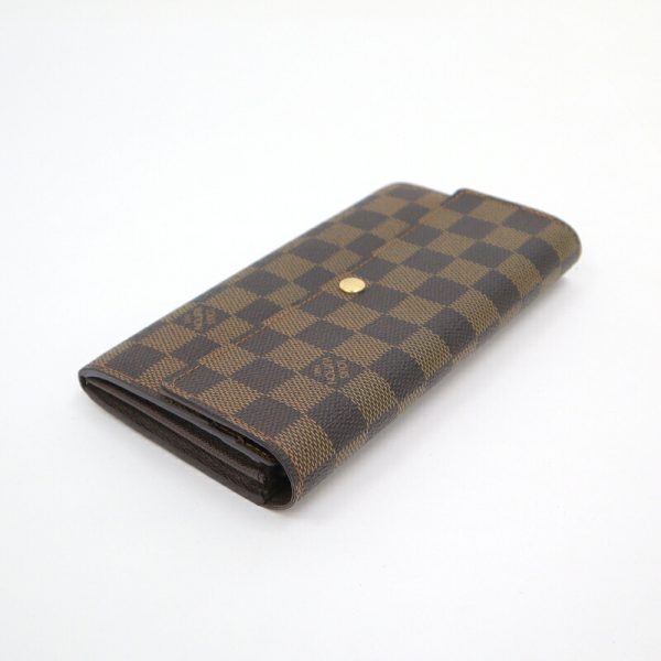 2001017255900124 3 Louis Vuitton Portefeuille Sara BifLong Wallet Damier Ebene Brown