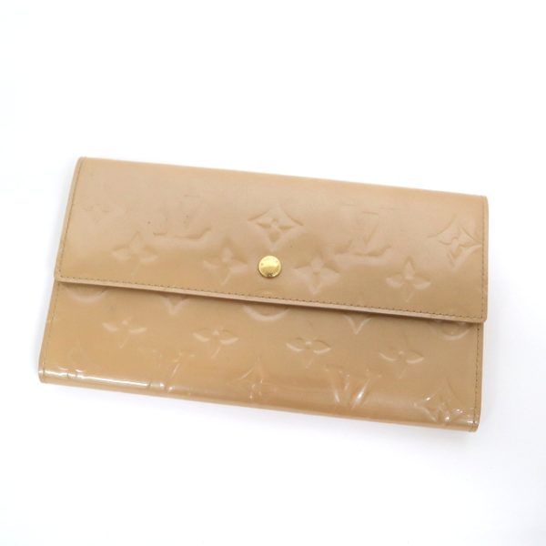 2001017256300079 1 Louis Vuitton Porte Tresor Tri fLong Wallet Vernis Beige