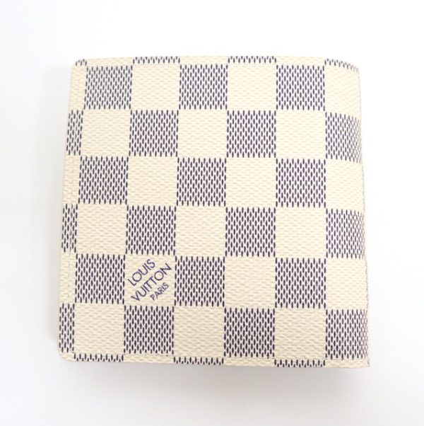 2001017256500488 1 Louis Vuitton Marco Wallet Damier Azur White