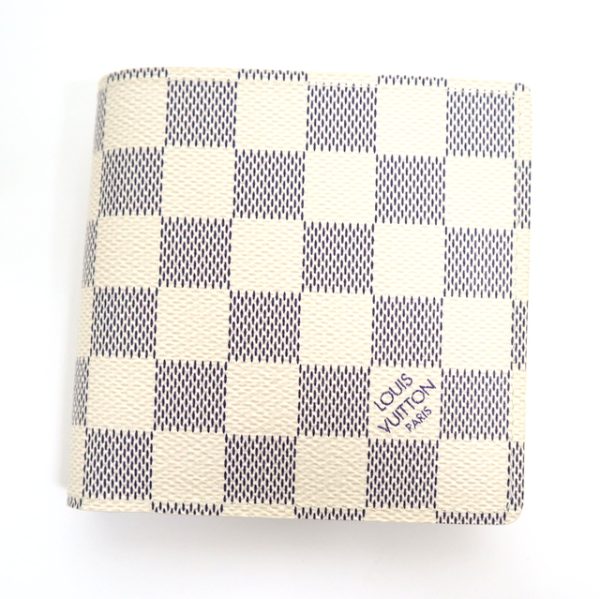 2001017256500488 2 Louis Vuitton Marco Wallet Damier Azur White