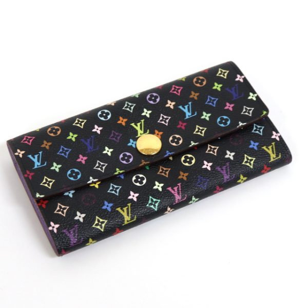 2001017256600200 1 Louis Vuitton Portefeuille Sarah BifLong Wallet Monogram Multi Noir Violet