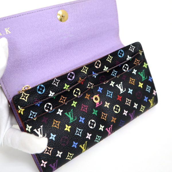 2001017256600200 4 Louis Vuitton Portefeuille Sarah BifLong Wallet Monogram Multi Noir Violet