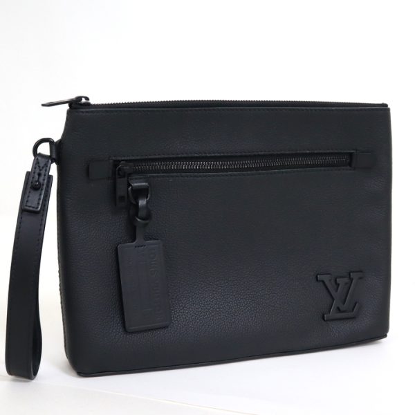 2001198256800102 1 Louis Vuitton Pochette IPAD Aerogram Black Grain Leather