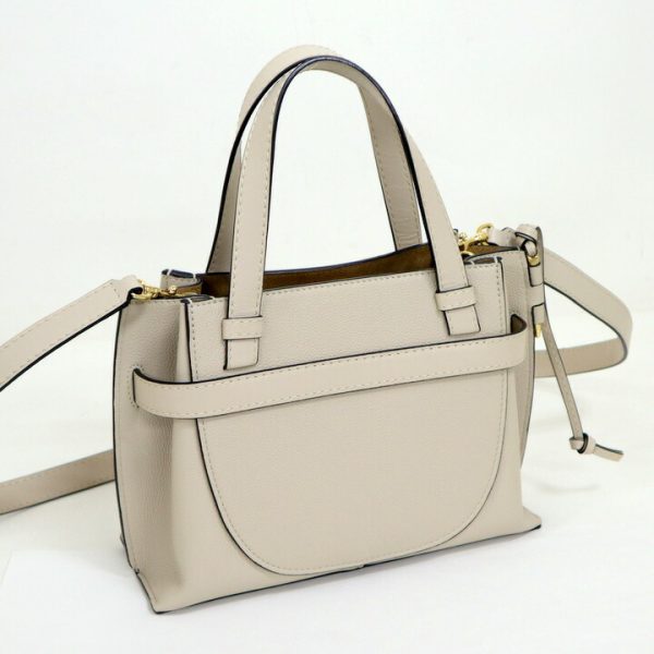 2001200256000008 2 LOEWE Gate Top Handle Bag 2WAY Bag Calfskin Beige