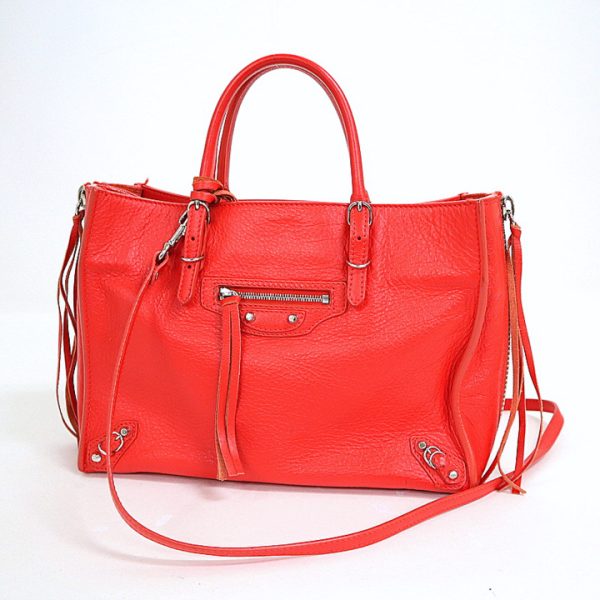 2010199256100012 1 Balenciaga Paper A6 2WAY Bag Red Leather