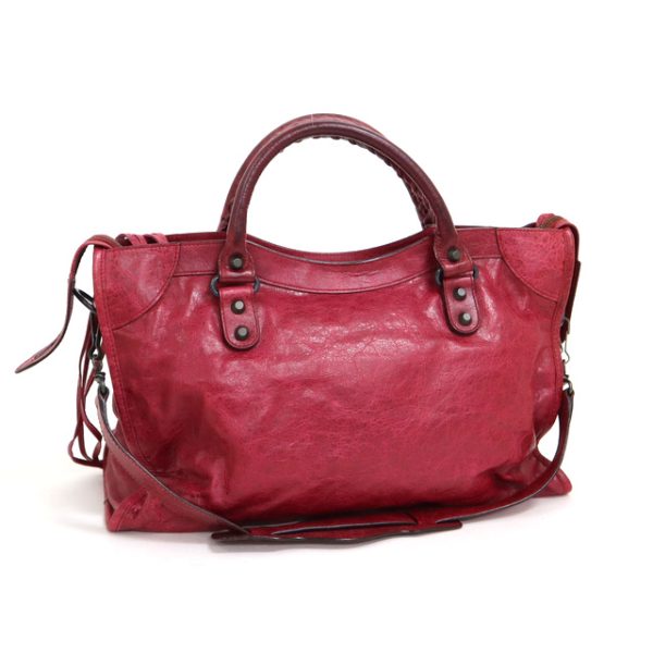 2010199256500003 2 Balenciaga The City 2WAY Handbag Bordeau