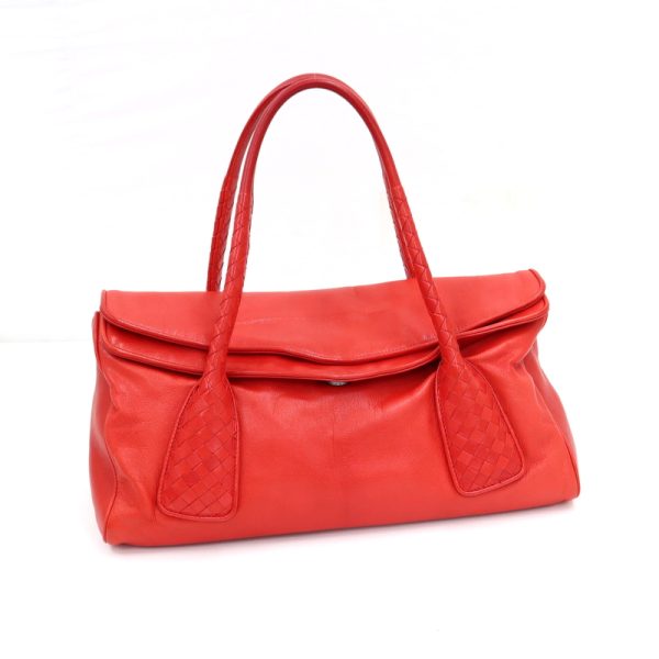 2010298256500001 1 Bottega Veneta Intrecciato Handbag Red