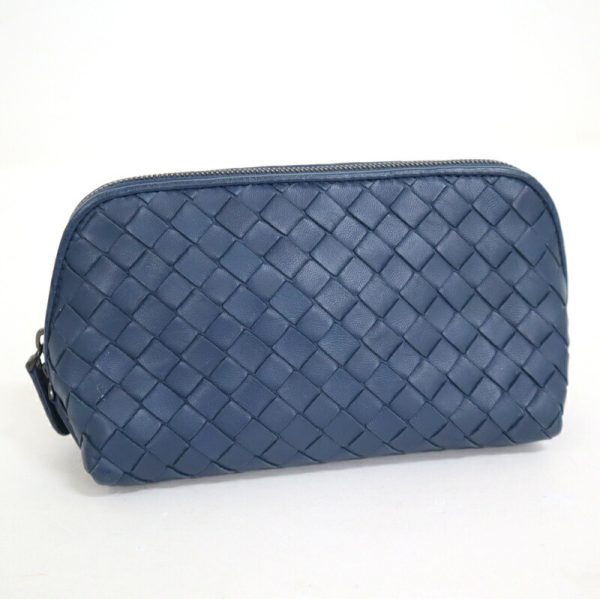 2010300256500003 1 Bottega Veneta Pouch Intrecciato Blue Black