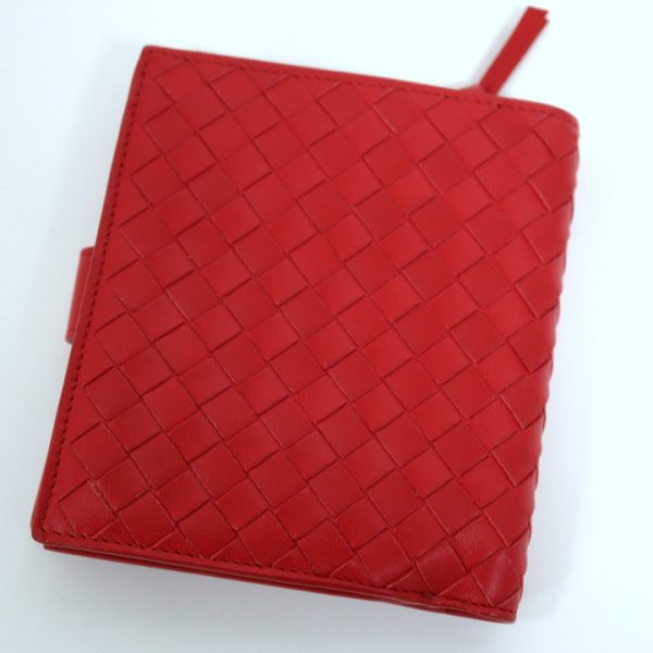 2010303256100007 2 Bottega Veneta Intrecciato Wallet Red