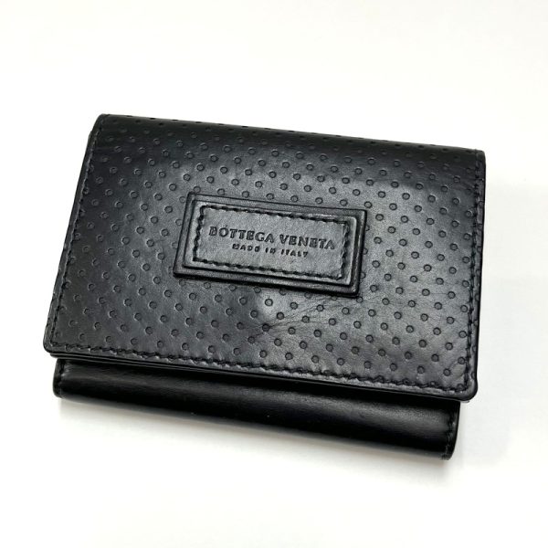 2010303256500026 1 Bottega Veneta Tri Fold Wallet Punching Black