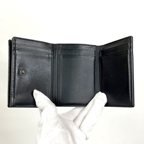 2010303256500026 7 Bottega Veneta Tri Fold Wallet Punching Black