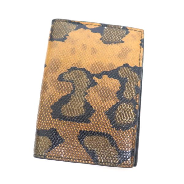 2010305256500002 1 Bottega Veneta BifCard Case Leopard Beige Bronze Leather