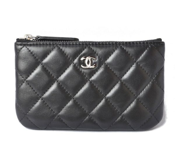 201031 22 ch 1 CHANEL Pouch Card Case Coin Case Lambskin Matelasse Black