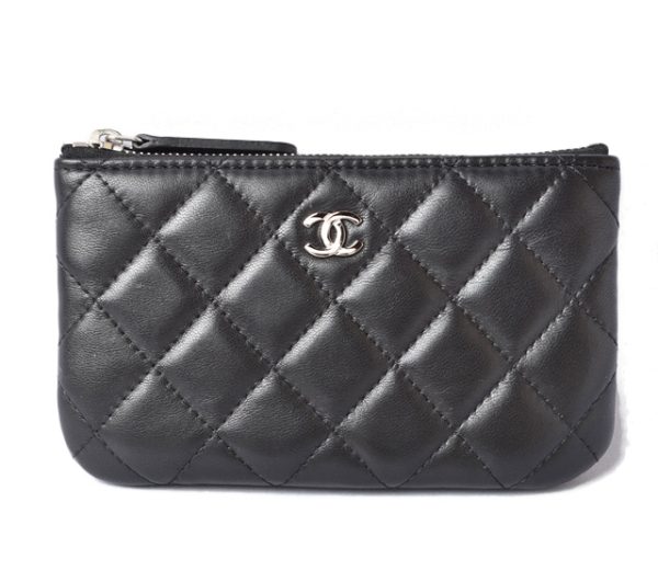 201031 22 ch 1 Chanel Pouch Card Case Coin Case Lambskin Matelasse Black