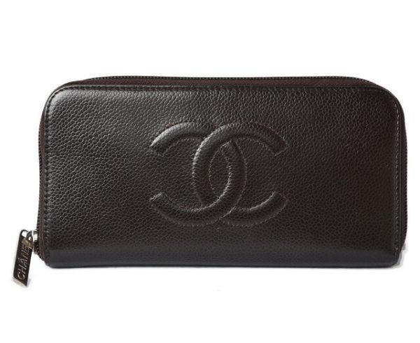 201115 ch 13 1 CHANEL Long Wallet Coco Mark Caviar Skin Brown