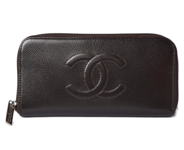 201115 ch 13 1 Chanel Long Wallet Coco Mark Caviar Skin Brown