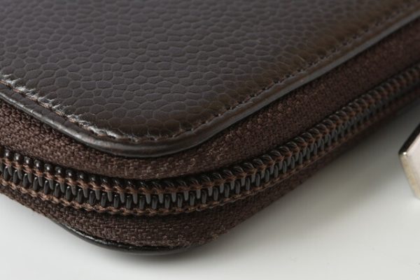 201115 ch 13 8 CHANEL Long Wallet Coco Mark Caviar Skin Brown