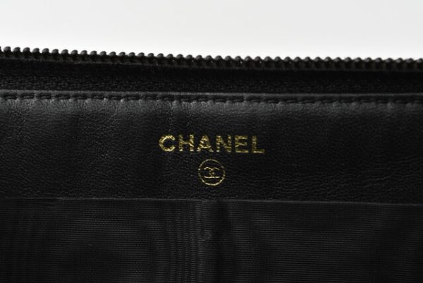 201115ch1610 Chanel Long Wallet Coco Mark Caviar Skin Black