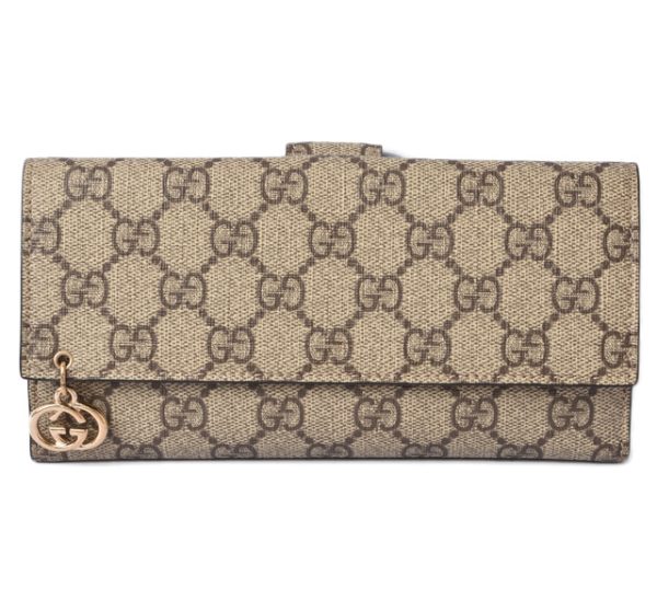 201115g9 1 Gucci Long Wallet GG Brown Beige