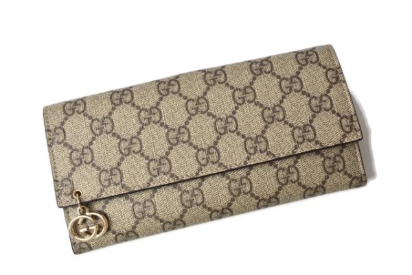 201115g9 2 Gucci Long Wallet GG Brown Beige