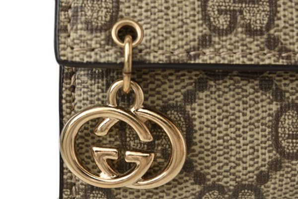 201115g9 3 Gucci Wallet Double Hook GG Earrings Brown Beige