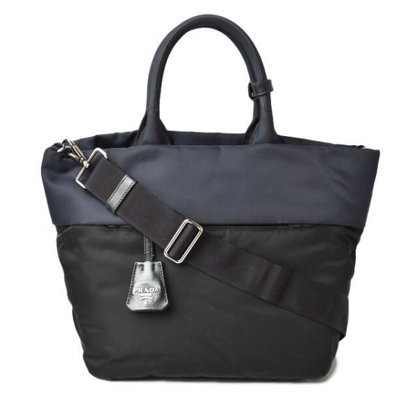 201215 6 p 1 Prada 2Way Shoulder Bag Tote Bag Testu Nero