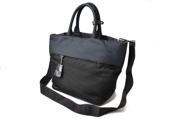 201215 6 p 3 Prada Shoulder Bag Tote 2Way Testu Black Blue