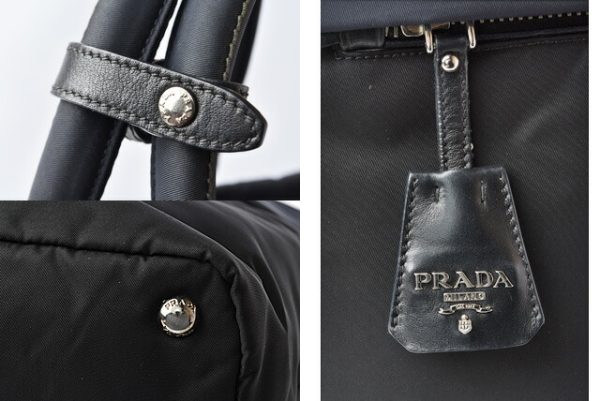 201215 6 p 6 Prada 2Way Shoulder Bag Tote Bag Testu Nero