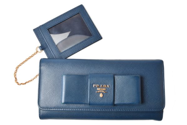 201215 8 p 3 Prada Saffiano Wallet Blue