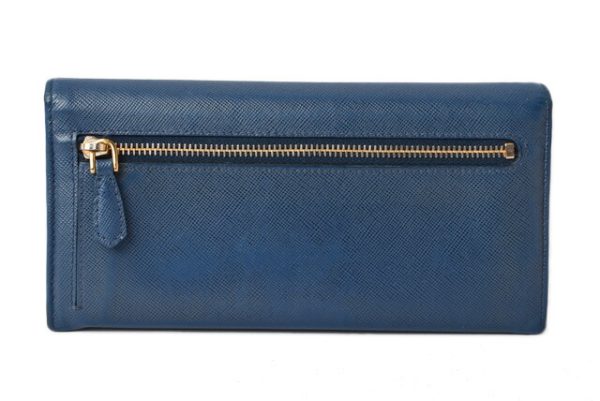 201215 8 p 4 Prada Long Wallet Pass Case Bluette Saffiano Fiocco Leather