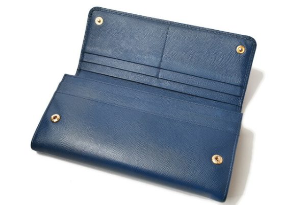 201215 8 p 6 Prada Long Wallet Pass Case Bluette Saffiano Fiocco Leather