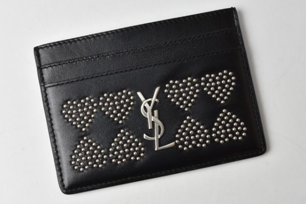 201228 533 04 ysl 2 Saint Laurent Card Case Heart Motif Studs Black