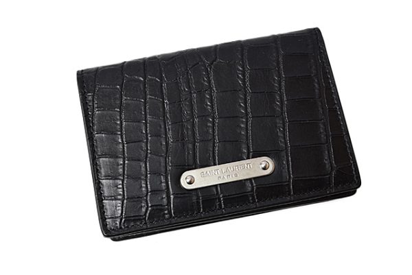 201228 533 09 ysl 2 Saint Laurent Coin Case Card Case Card Holder Crocodile Black