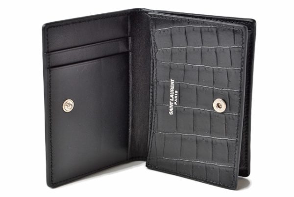 201228 533 09 ysl 5 Saint Laurent Coin Case Card Case Card Holder Crocodile Black