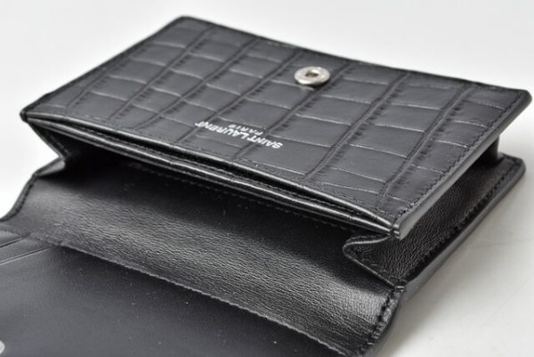 201228 533 09 ysl 7 Saint Laurent Coin Case Card Case Card Holder Crocodile Black