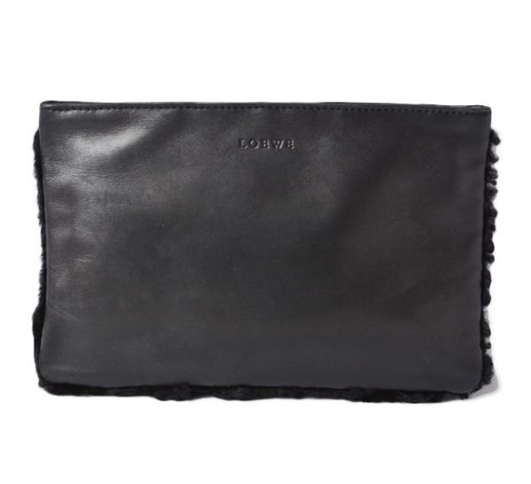 201229 19 lo 1 Loewe Clutch Pouch Lambskin Wool Black