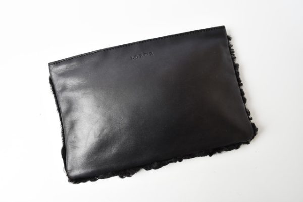 201229 19 lo 2 Loewe Clutch Pouch Lambskin Wool Black