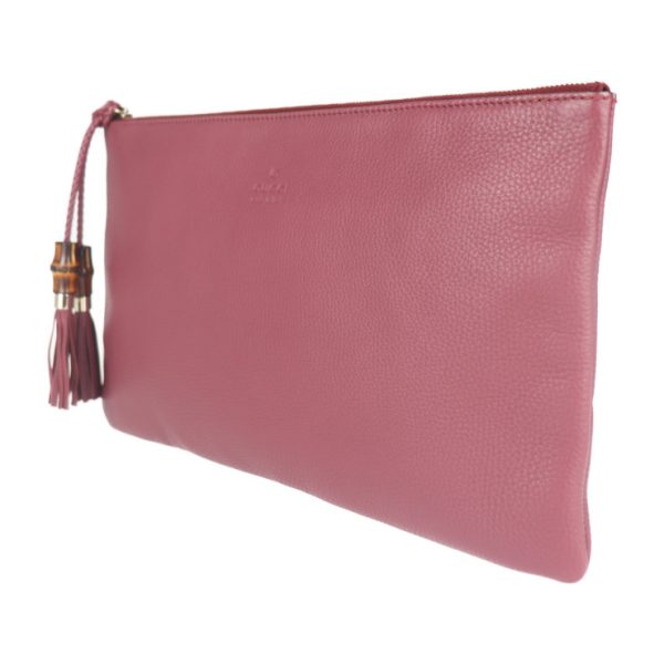 2013103002186 2 GUCCI Bamboo Clutch Bag Pink Shoulder Bag Pouch Tassel