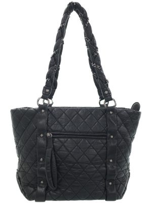 2022182740015 Chanel Noir Black Leather Tote