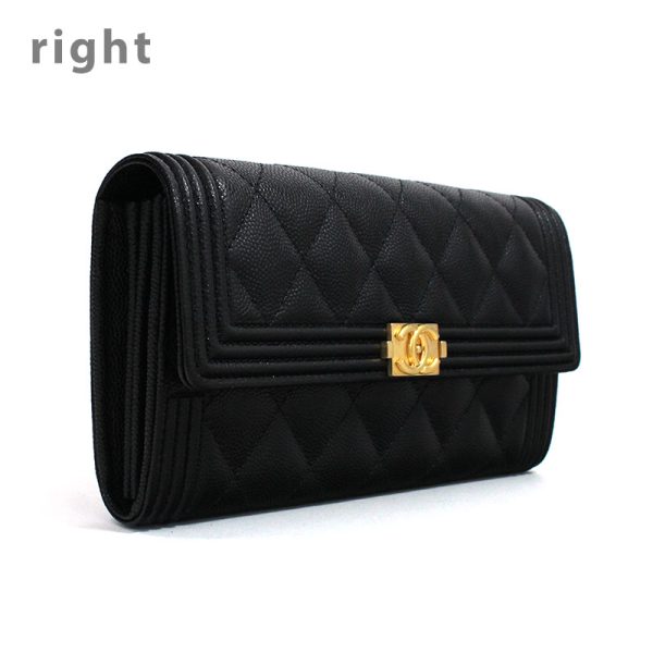 20230812 23 CHANEL Long Wallet Flap Wallet Boy Calfskin Caviar Black