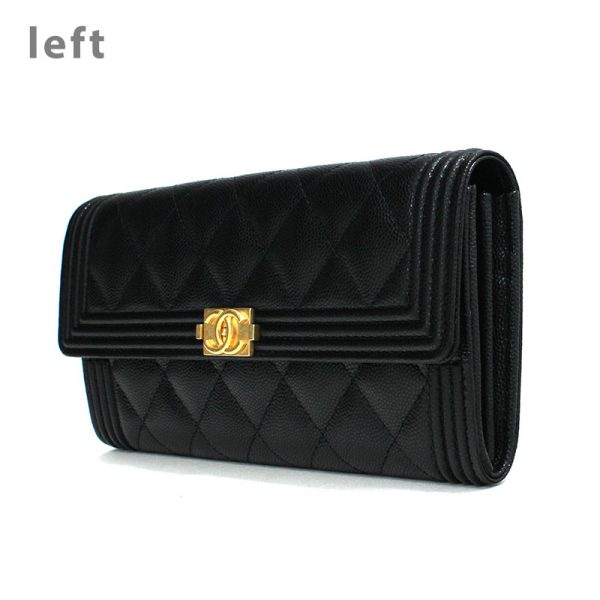 20230812 24 CHANEL Long Wallet Flap Wallet Boy Calfskin Caviar Black