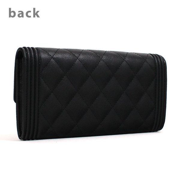 20230812 25 CHANEL Long Wallet Flap Wallet Boy Calfskin Caviar Black