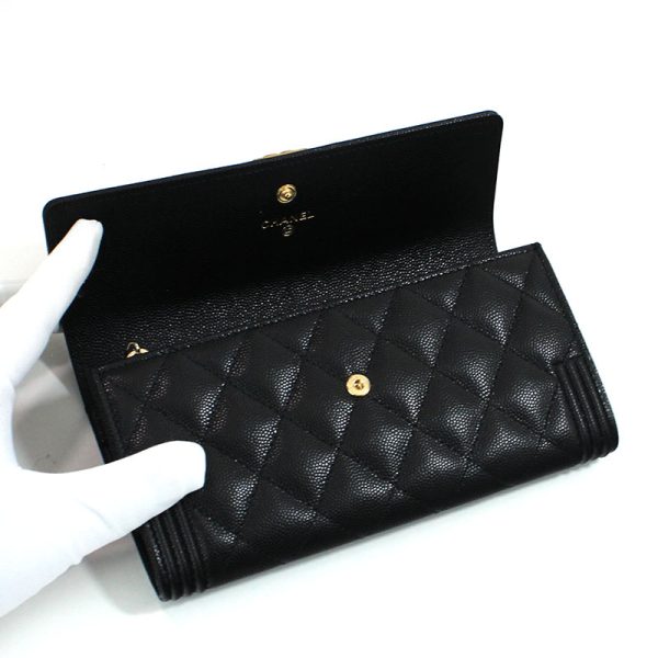 20230812 27 CHANEL Long Wallet Flap Wallet Boy Calfskin Caviar Black