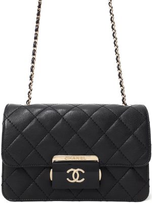 2034031160011 Chanel Black Aged Leather Perfect Edge Flap Bag