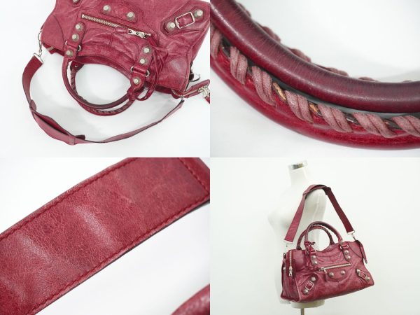 2100020000008944 5 Balenciaga The Giant Part Time 2WAY Shoulder Bag Handbag Bordeaux