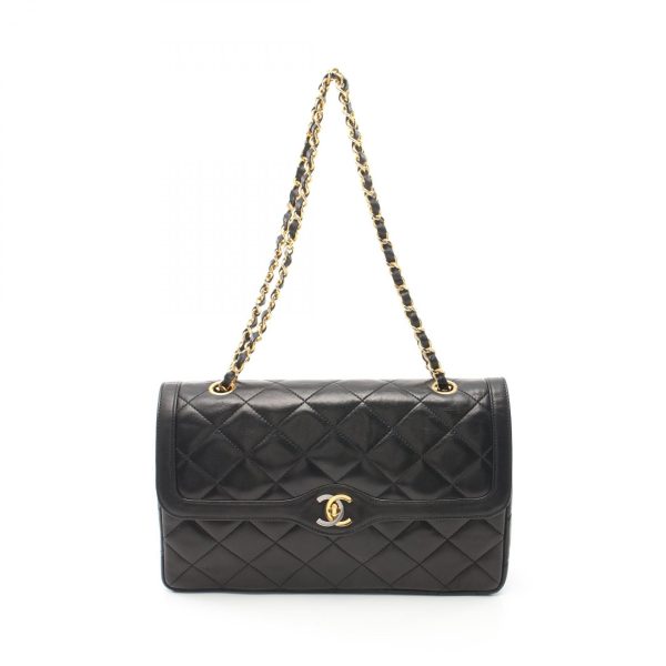 2100301144613 1 Chanel Matelasse W Flap Shoulder Bag Black