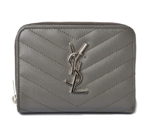 210105 547 03 ysl 1 Saint Laurent Mini Wallet Monogram Full Zip Asphalt