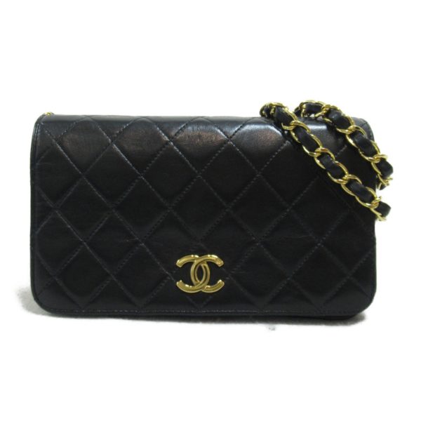 210117972963 2 Chanel Mini Matelasse Push Lock Chain Shoulder Bag Lambskin Black