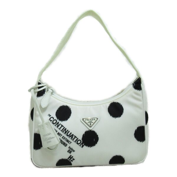 2101217494366 4 Prada Nylon Shoulder Bag White Black Dot