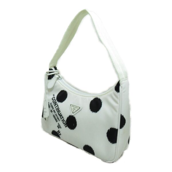 2101217494366 5 Prada Nylon Shoulder Bag White Black Dot